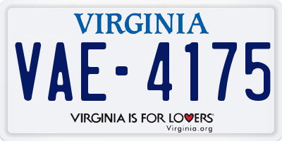 VA license plate VAE4175