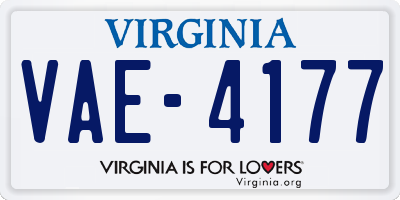 VA license plate VAE4177