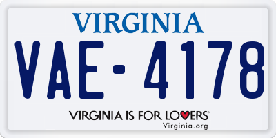 VA license plate VAE4178