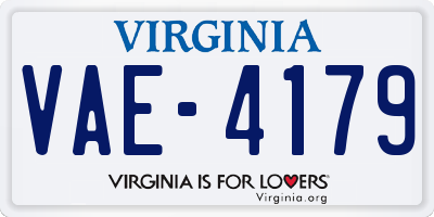 VA license plate VAE4179