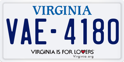 VA license plate VAE4180