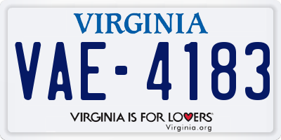 VA license plate VAE4183