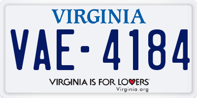 VA license plate VAE4184