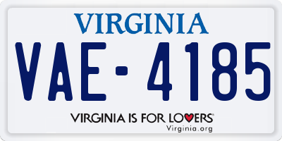 VA license plate VAE4185