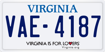 VA license plate VAE4187