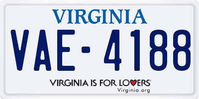 VA license plate VAE4188