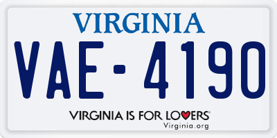 VA license plate VAE4190
