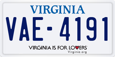 VA license plate VAE4191
