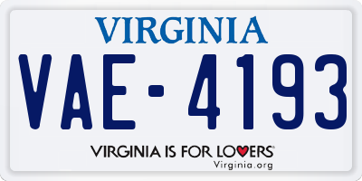 VA license plate VAE4193