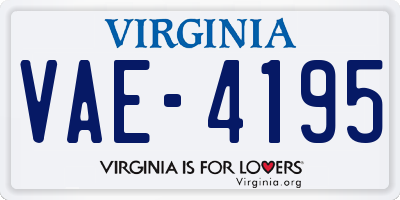 VA license plate VAE4195