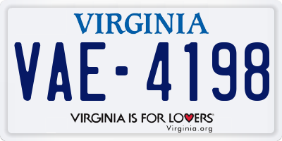 VA license plate VAE4198
