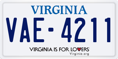 VA license plate VAE4211