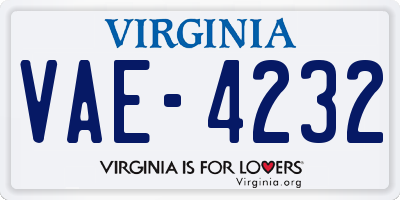 VA license plate VAE4232