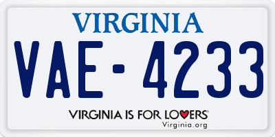 VA license plate VAE4233