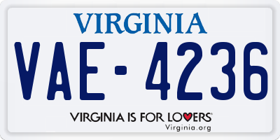 VA license plate VAE4236