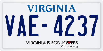 VA license plate VAE4237