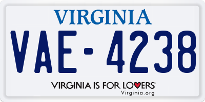 VA license plate VAE4238