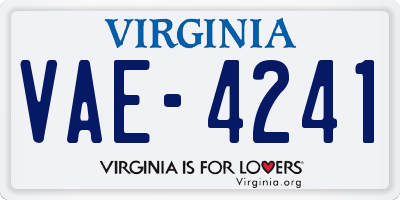 VA license plate VAE4241