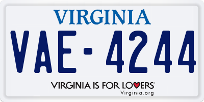 VA license plate VAE4244