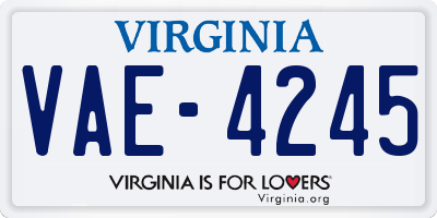 VA license plate VAE4245