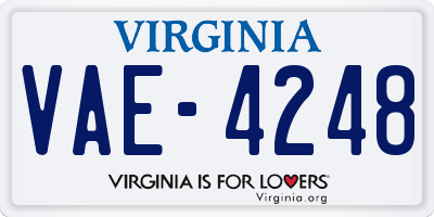 VA license plate VAE4248