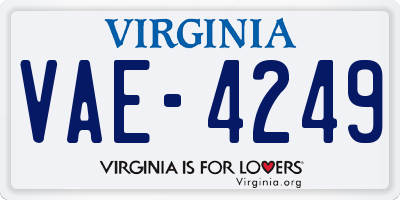 VA license plate VAE4249