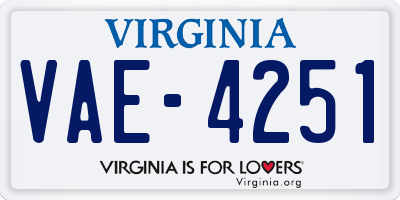 VA license plate VAE4251