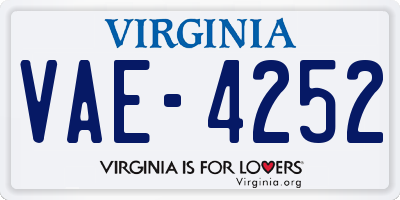 VA license plate VAE4252