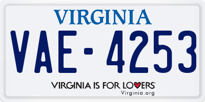 VA license plate VAE4253
