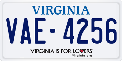 VA license plate VAE4256