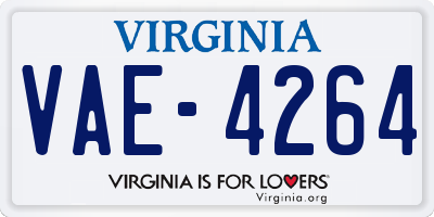 VA license plate VAE4264