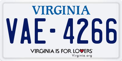VA license plate VAE4266