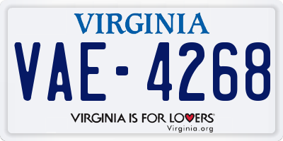 VA license plate VAE4268