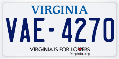 VA license plate VAE4270