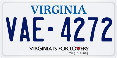 VA license plate VAE4272