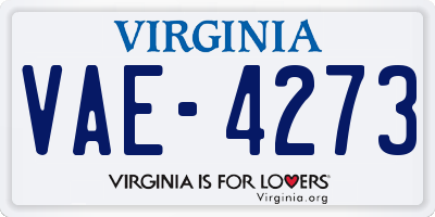 VA license plate VAE4273