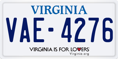 VA license plate VAE4276