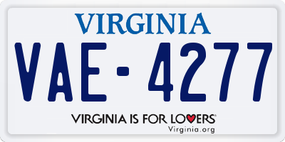 VA license plate VAE4277