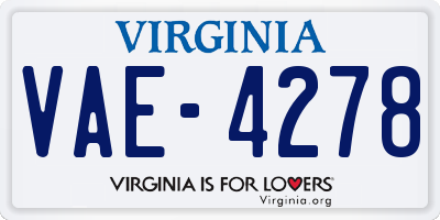 VA license plate VAE4278
