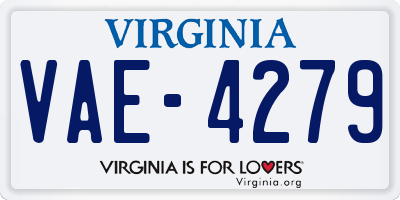 VA license plate VAE4279