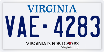 VA license plate VAE4283