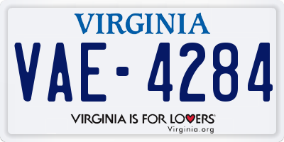 VA license plate VAE4284