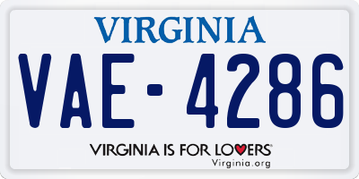 VA license plate VAE4286