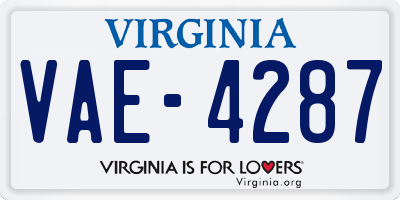 VA license plate VAE4287