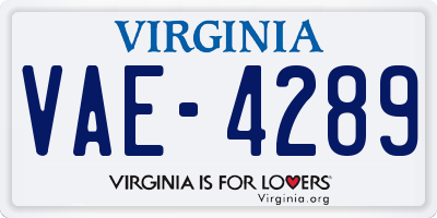 VA license plate VAE4289