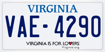 VA license plate VAE4290