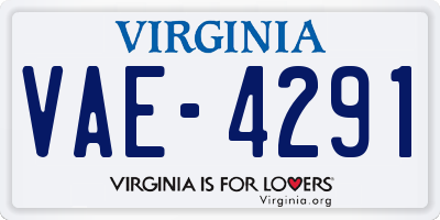 VA license plate VAE4291