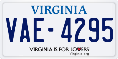 VA license plate VAE4295