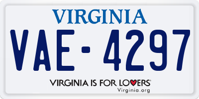 VA license plate VAE4297