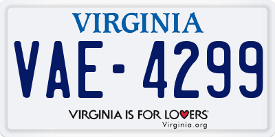 VA license plate VAE4299